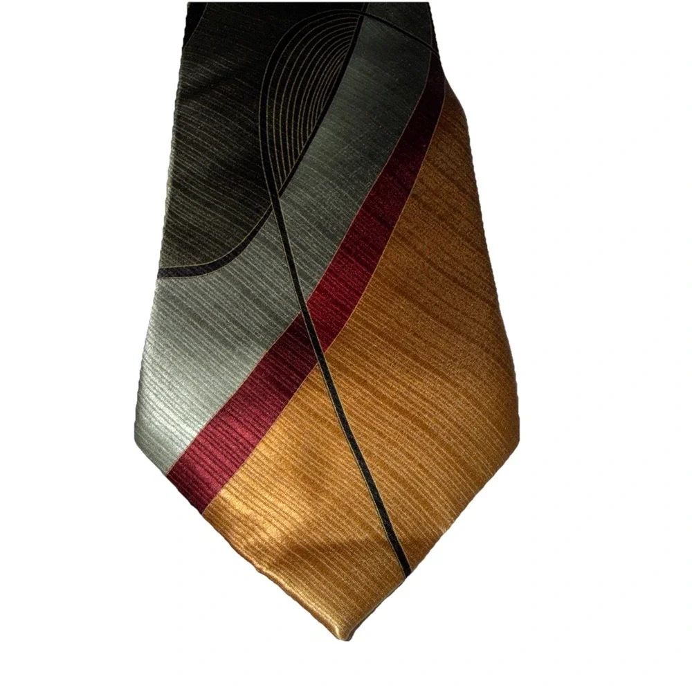 Irvine Park Men's‎ Brown/Green/Gold Silk Tie 59